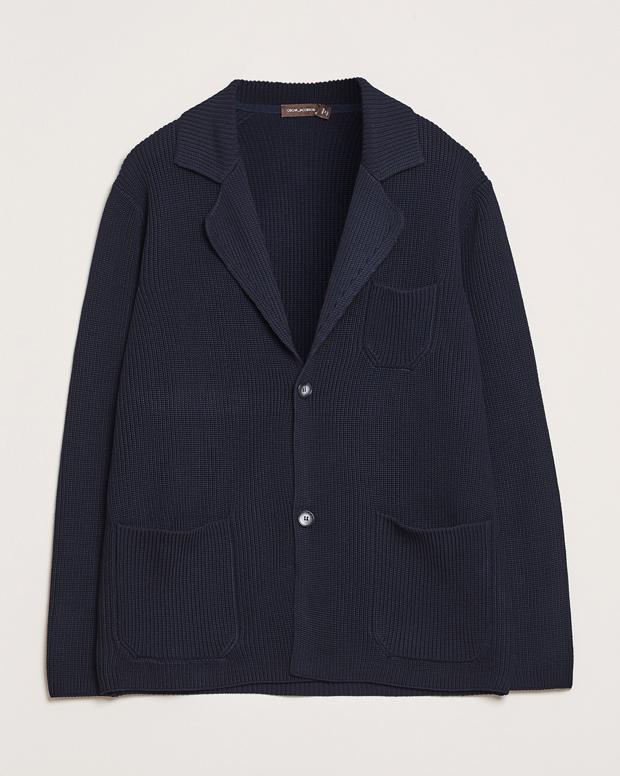 Herren | Pullover | Oscar Jacobson | Camron Cotton Cardigan Navy