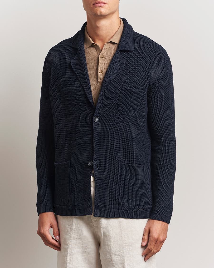 Herren | Pullover | Oscar Jacobson | Camron Cotton Cardigan Navy