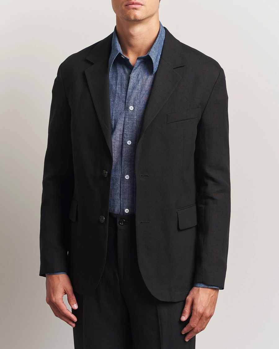 Herren | Sakkos | J.Lindeberg | Alban Unlined Super Linen Blazer Black