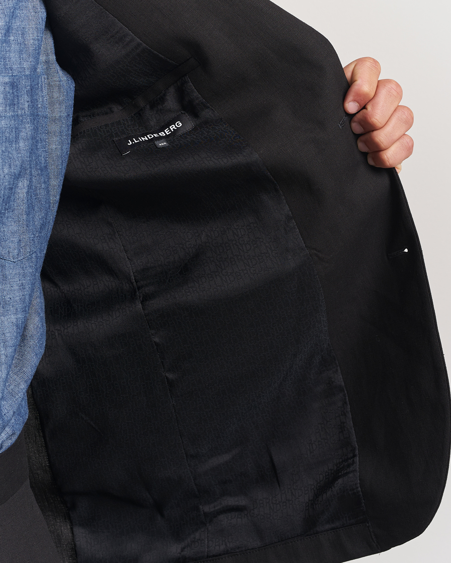 Herren | Sakkos | J.Lindeberg | Alban Unlined Super Linen Blazer Black