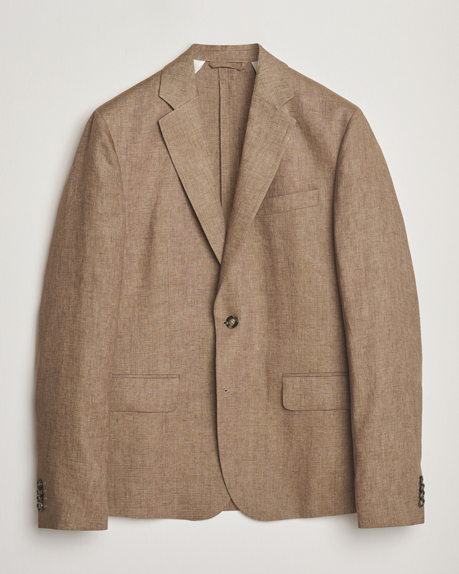 Herren | Sakkos | J.Lindeberg | Elton Unlined Super Linen Blazer Nutmeg