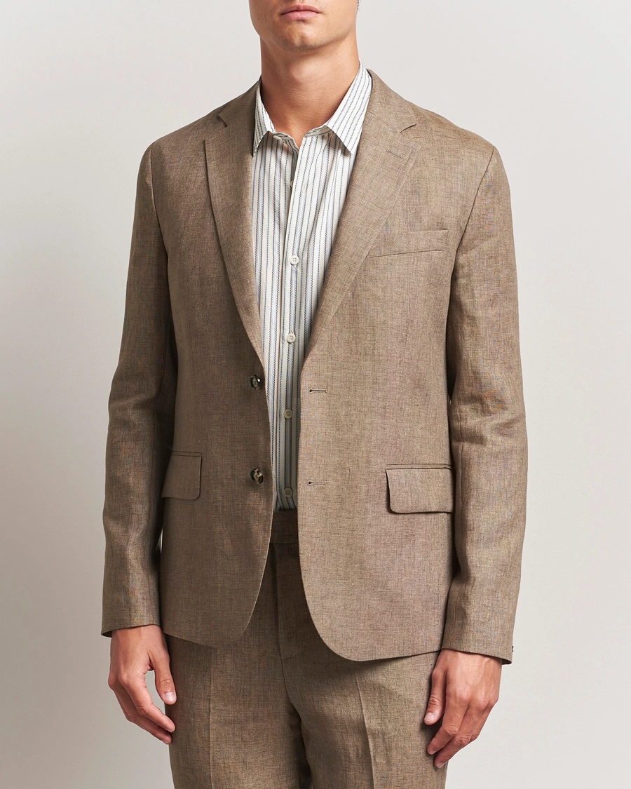 Herren | Sakkos | J.Lindeberg | Elton Unlined Super Linen Blazer Nutmeg