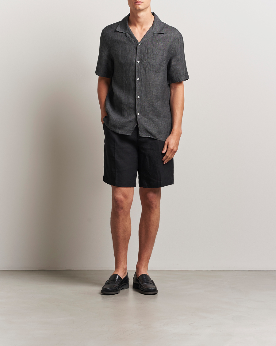 Herren | Shorts | J.Lindeberg | Brady Drape Linen Shorts Black