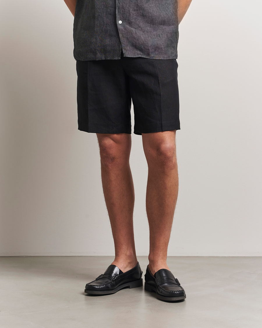 Herren | Shorts | J.Lindeberg | Brady Drape Linen Shorts Black