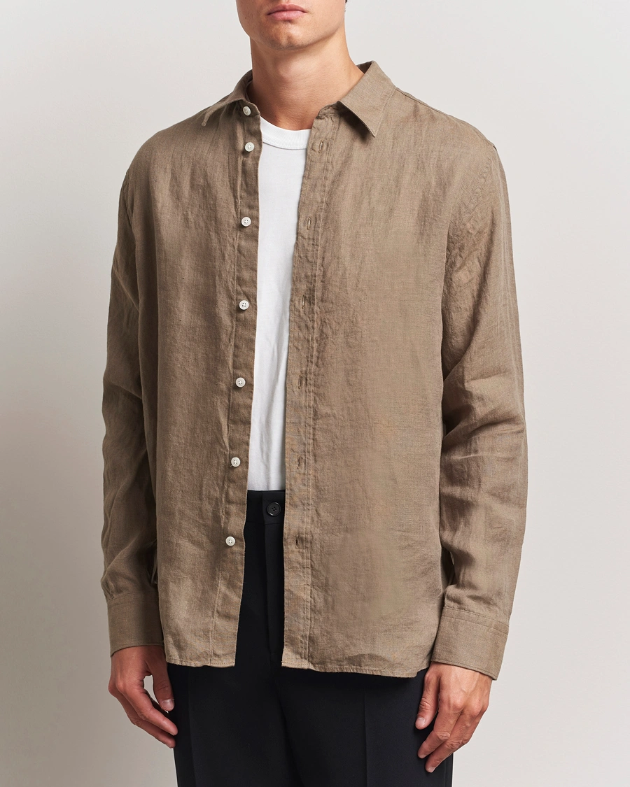 Herren | Hemden | J.Lindeberg | Linen Melange Shirt Nutmeg