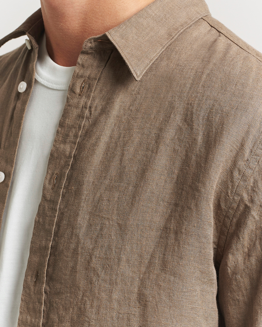 Herren | Hemden | J.Lindeberg | Linen Melange Shirt Nutmeg