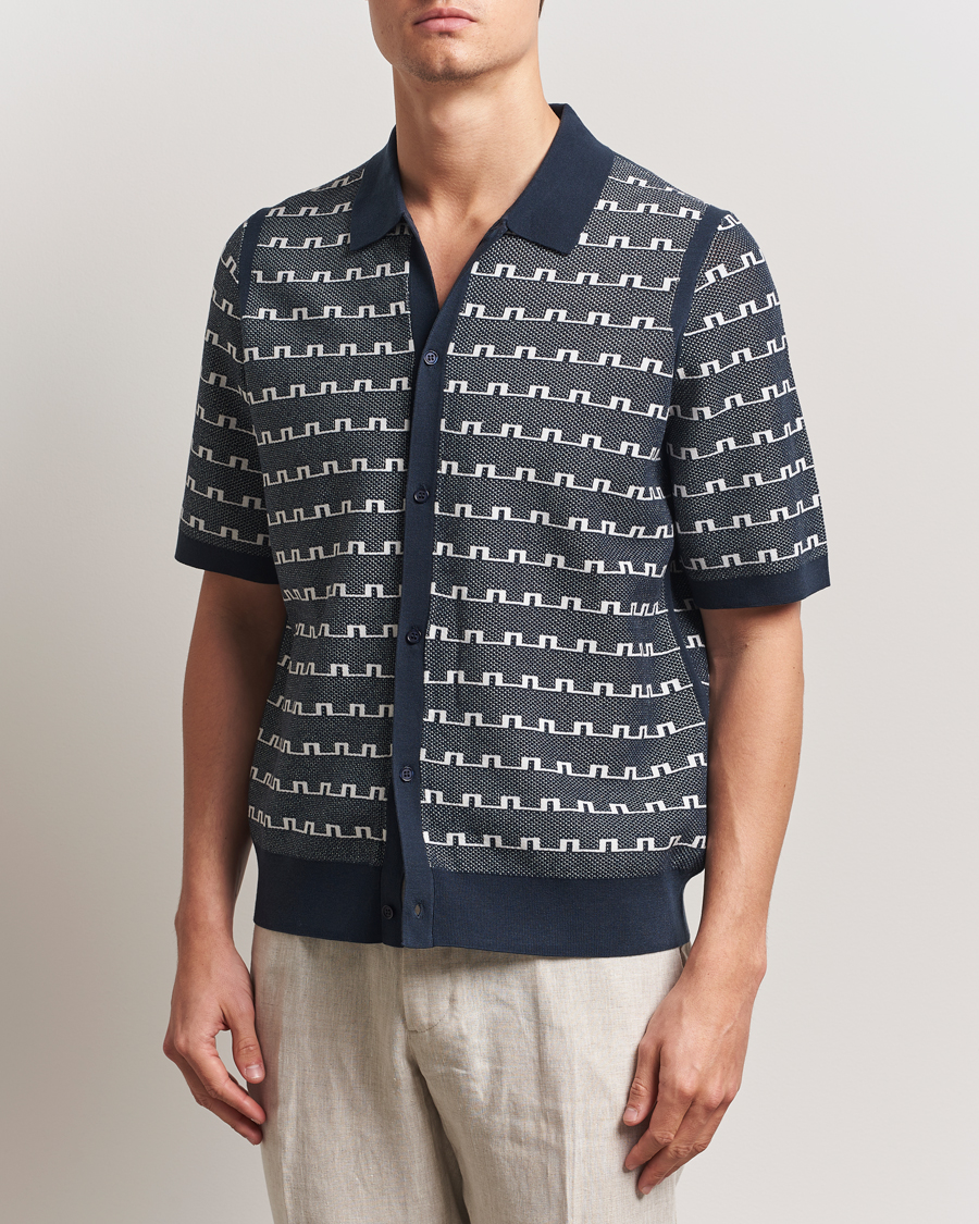 Herren | Hemden | J.Lindeberg | Rolando Logo Jacquard Polo Navy