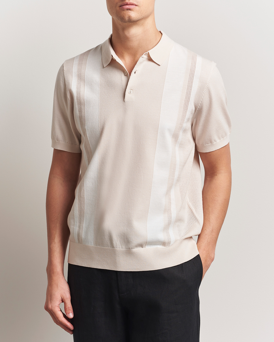 Herren | Poloshirts | J.Lindeberg | Reymond Stripe Knit Polo Moonbeam