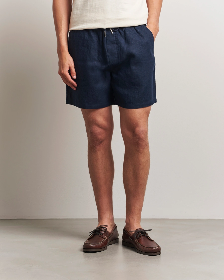 Herren | Shorts | NN07 | Gregor Linen Drawstring Shorts Navy Blue