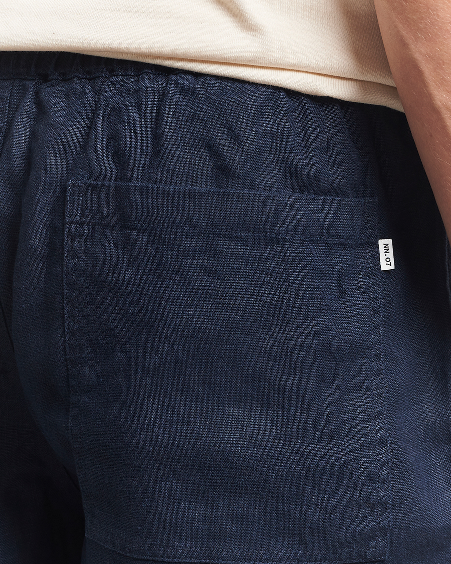 Herren | Shorts | NN07 | Gregor Linen Drawstring Shorts Navy Blue