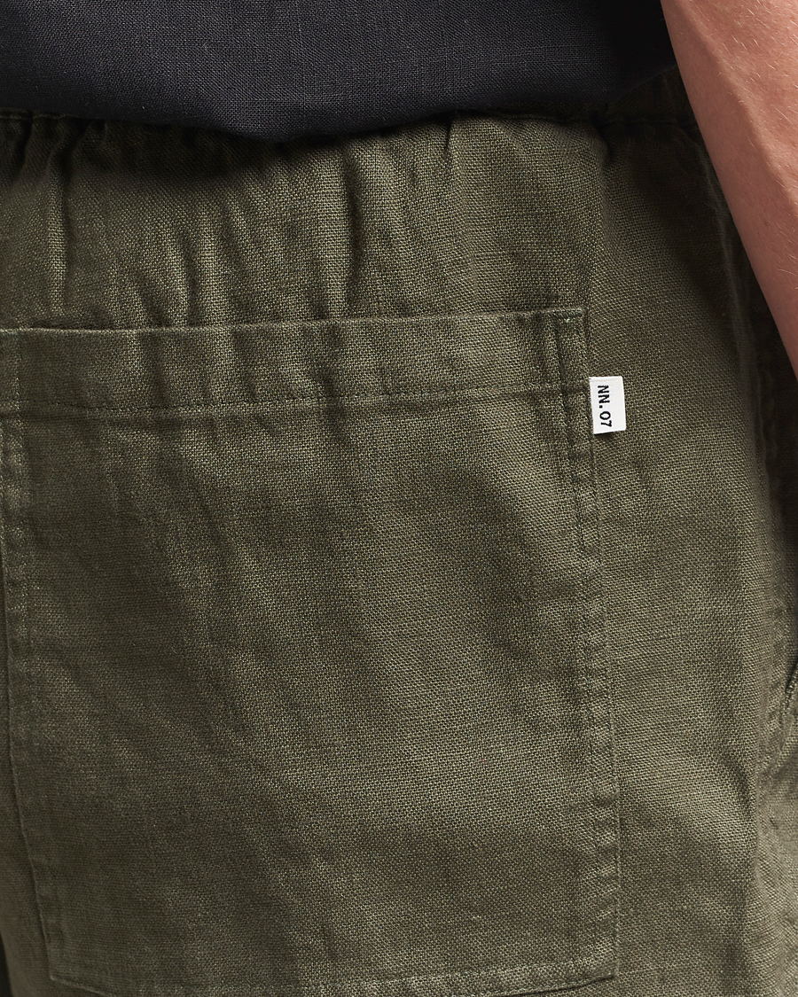 Herren | Shorts | NN07 | Gregor Linen Drawstring Shorts Croc Green