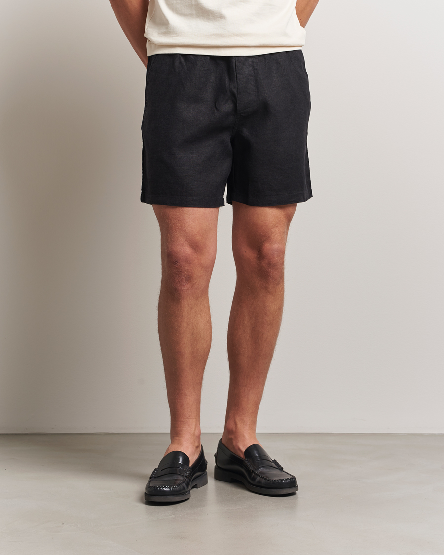 Herren | Shorts | NN07 | Gregor Linen Drawstring Shorts Black