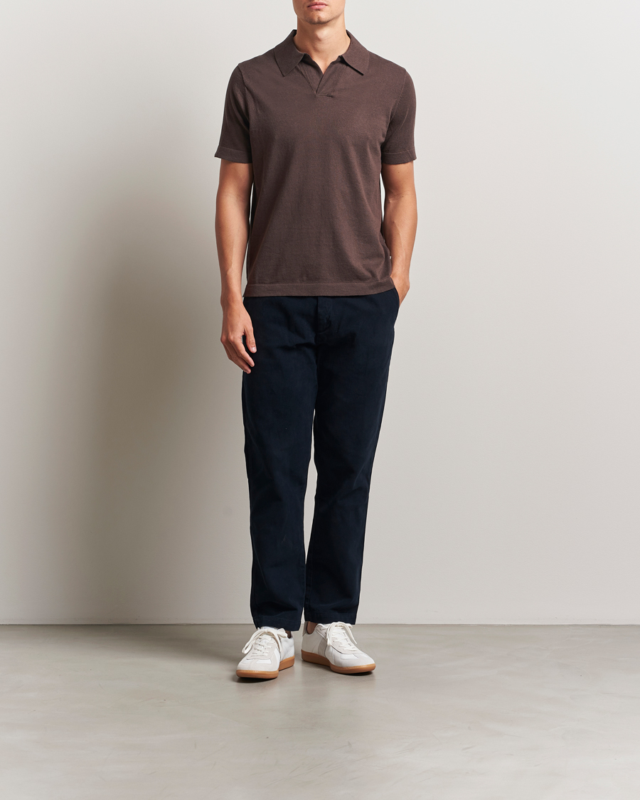 Herren | Poloshirts | NN07 | Ryan Cotton/Linen Polo Coffee