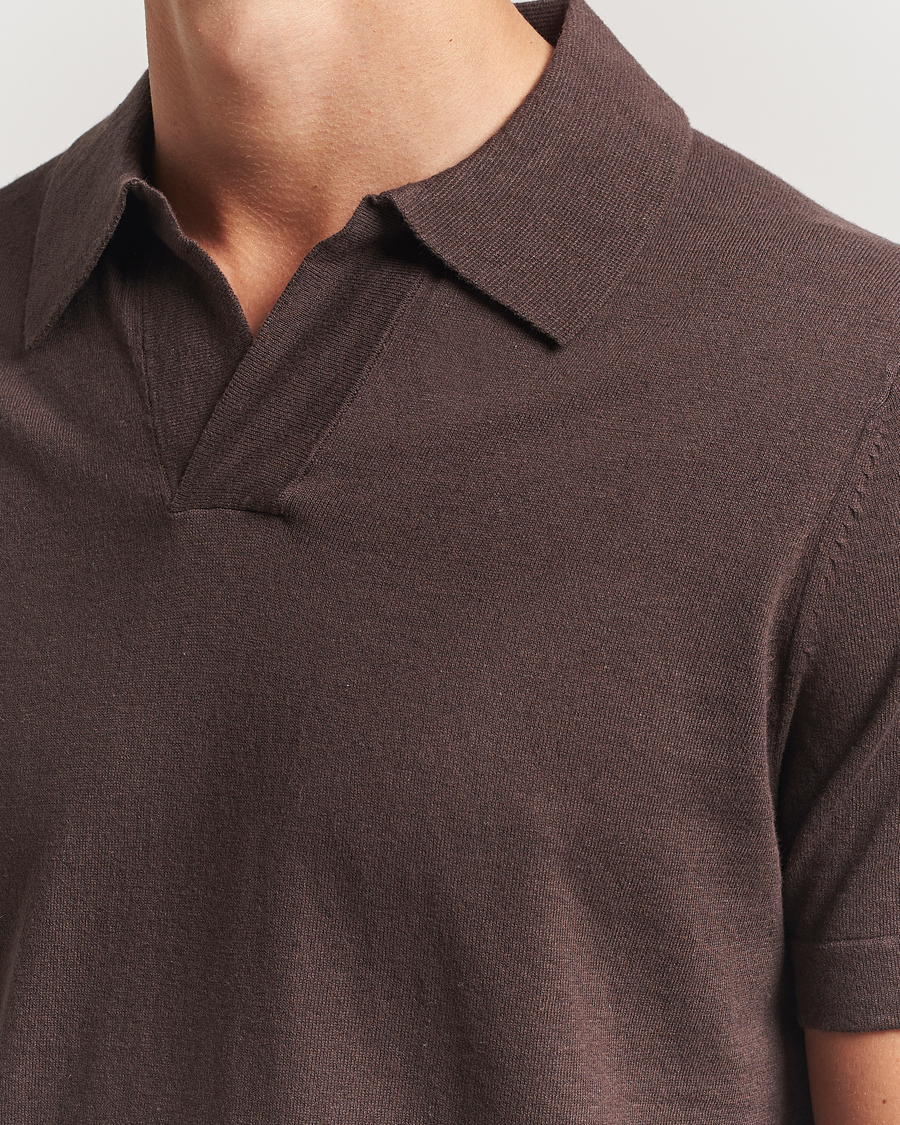 Herren | Poloshirts | NN07 | Ryan Cotton/Linen Polo Coffee