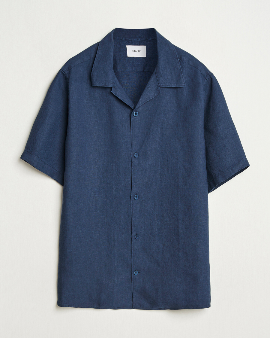 Herren | Hemden | NN07 | Julio Linen Resort Shirt Navy Blue