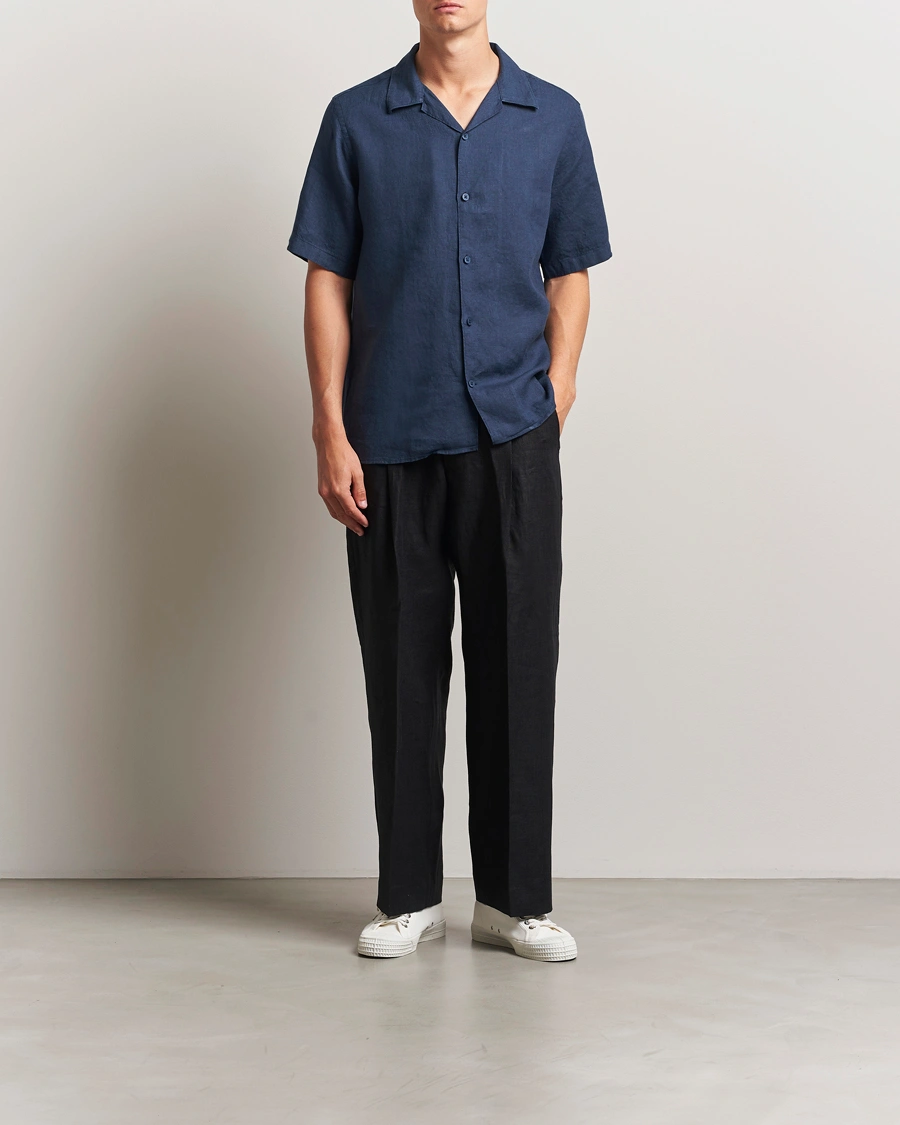 Herren | Hemden | NN07 | Julio Linen Resort Shirt Navy Blue