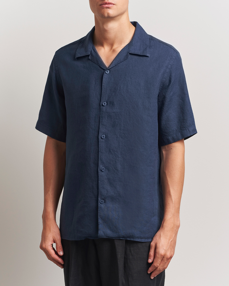 Herren | Hemden | NN07 | Julio Linen Resort Shirt Navy Blue