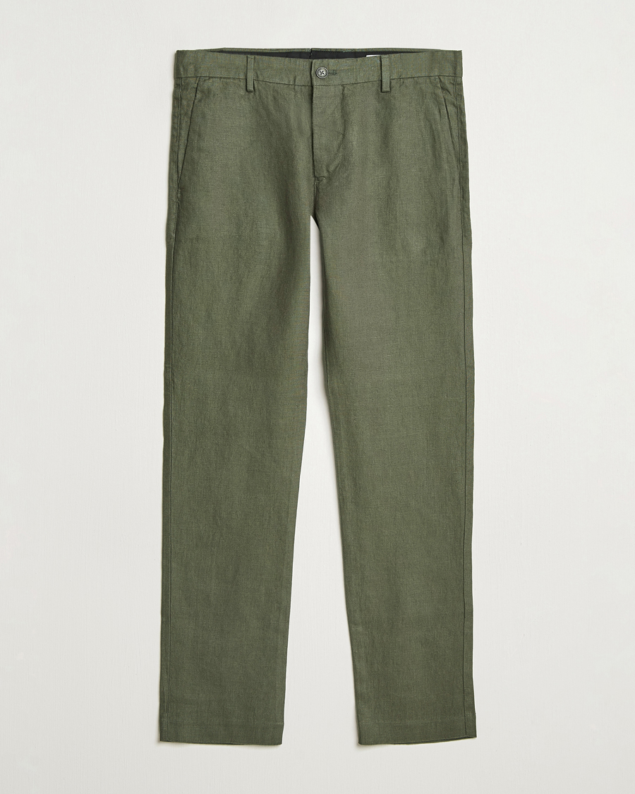 Herren | Hosen | NN07 | Theo Linen Trousers Croc Green