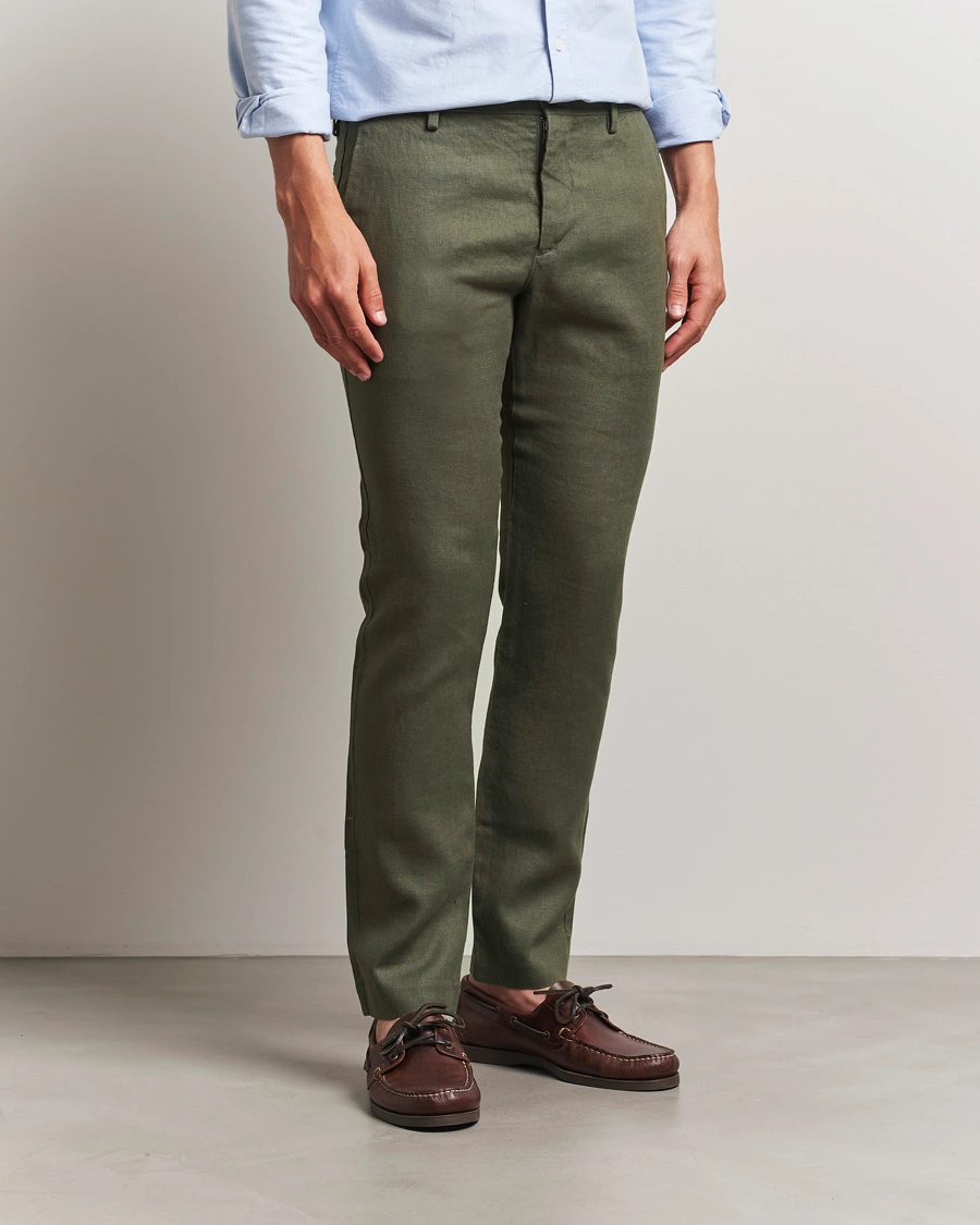 Herren | Hosen | NN07 | Theo Linen Trousers Croc Green