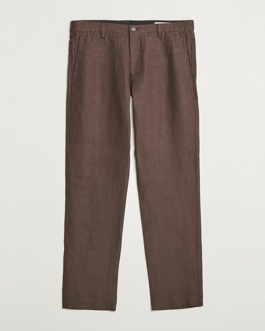 Herren | Hosen | NN07 | Theo Linen Trousers Coffee