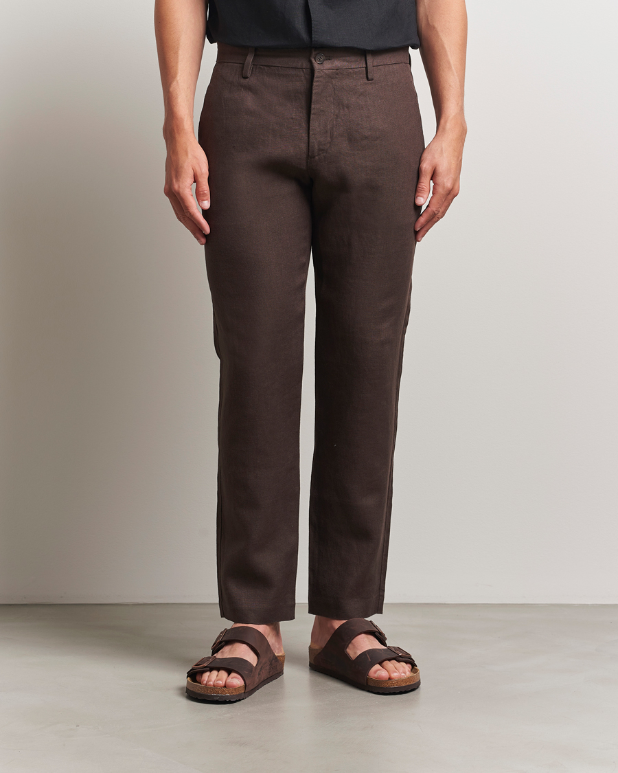 Herren | Hosen | NN07 | Theo Linen Trousers Coffee
