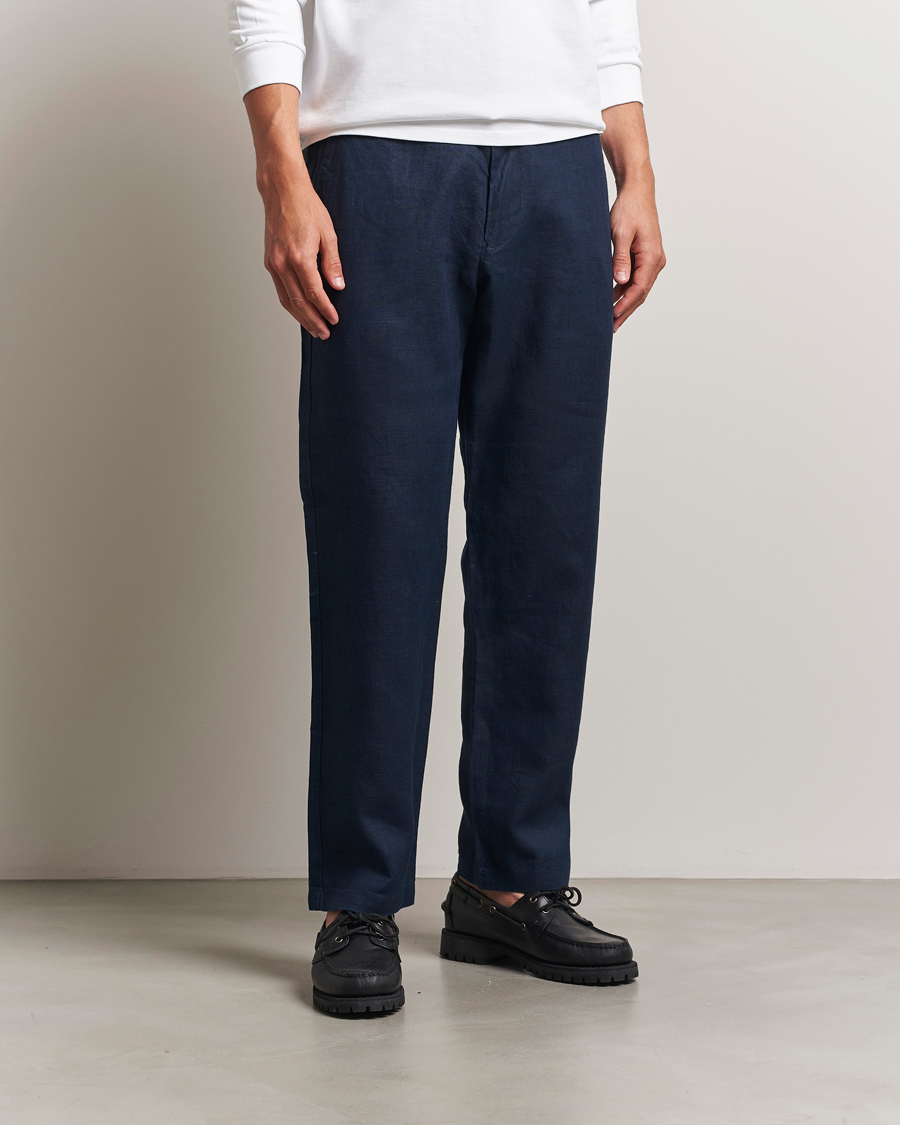 Herren | Hosen | NN07 | Aden Regular Fit Linen Trousers Navy Blue
