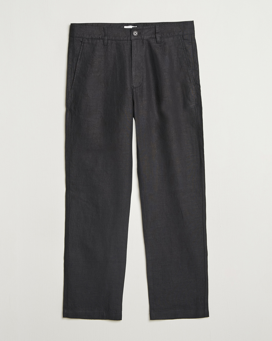 Herren | Hosen | NN07 | Aden Regular Fit Linen Trousers Black