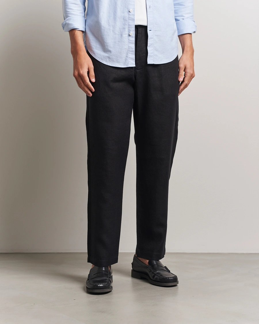 Herren | Hosen | NN07 | Aden Regular Fit Linen Trousers Black