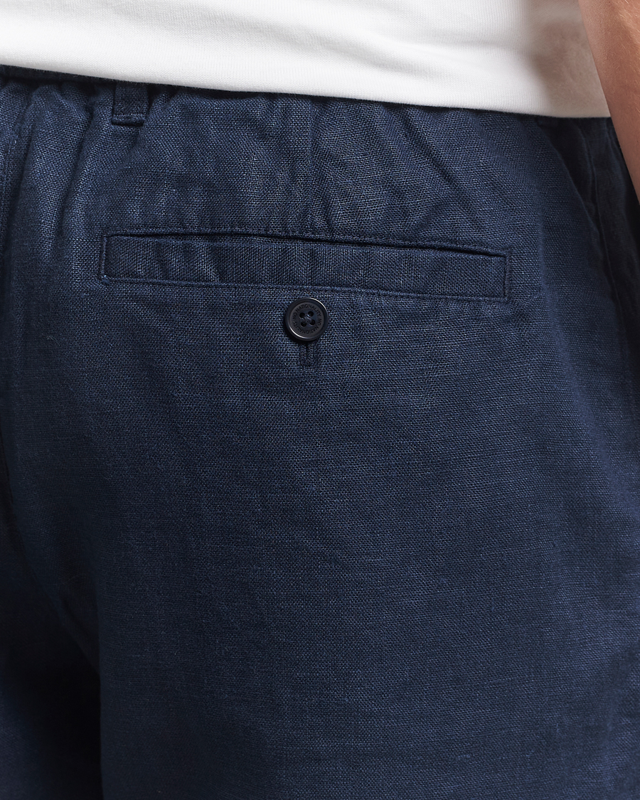 Herren | Shorts | NN07 | Billie Pleated Linen Drawstring Shorts Navy Blue