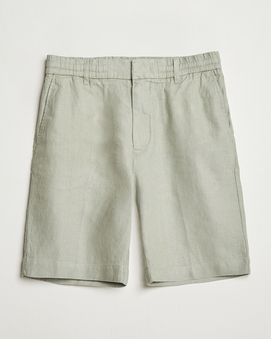 Herren | Shorts | NN07 | Billie Pleated Linen Drawstring Shorts Sage Green