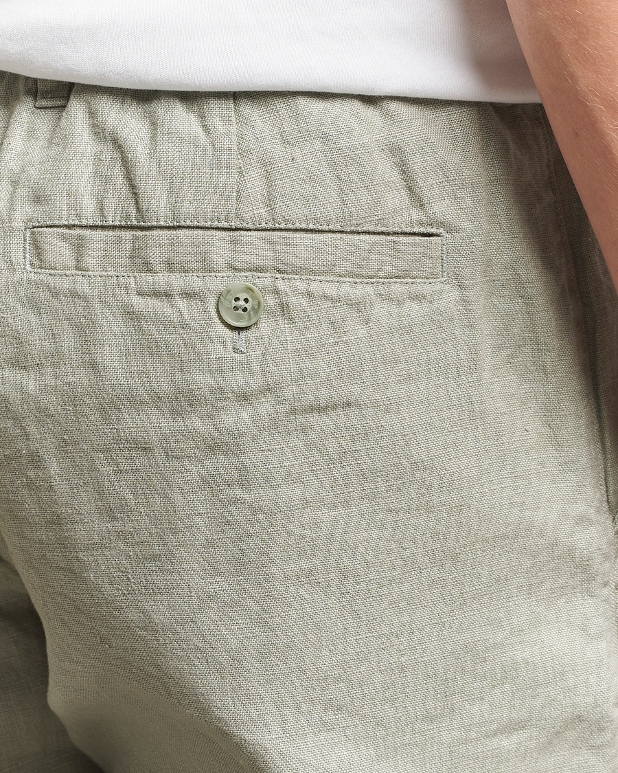 Herren | Shorts | NN07 | Billie Pleated Linen Drawstring Shorts Sage Green