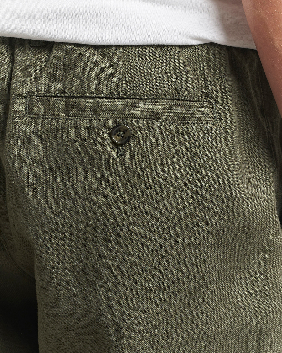 Herren | Shorts | NN07 | Billie Pleated Linen Drawstring Shorts Croc Green