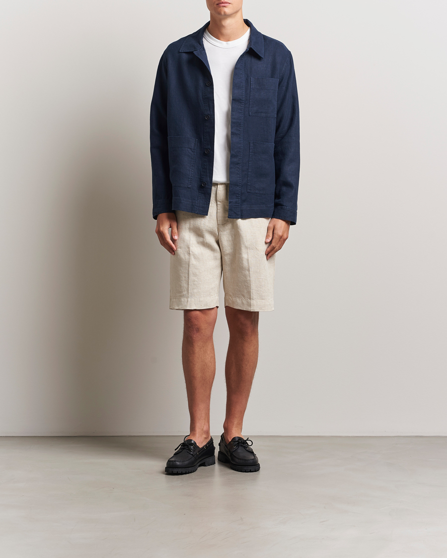 Herren | Shorts | NN07 | Billie Pleated Linen Drawstring Shorts Oat