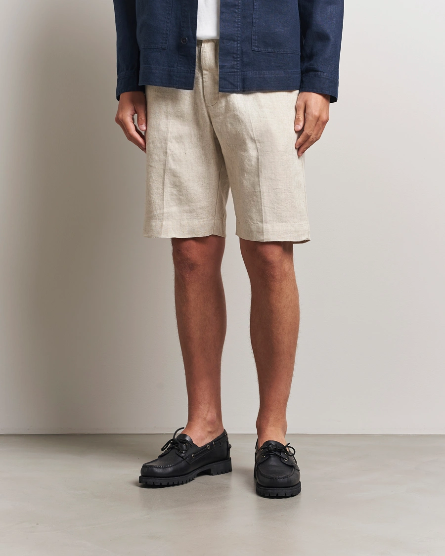 Herren | Shorts | NN07 | Billie Pleated Linen Drawstring Shorts Oat
