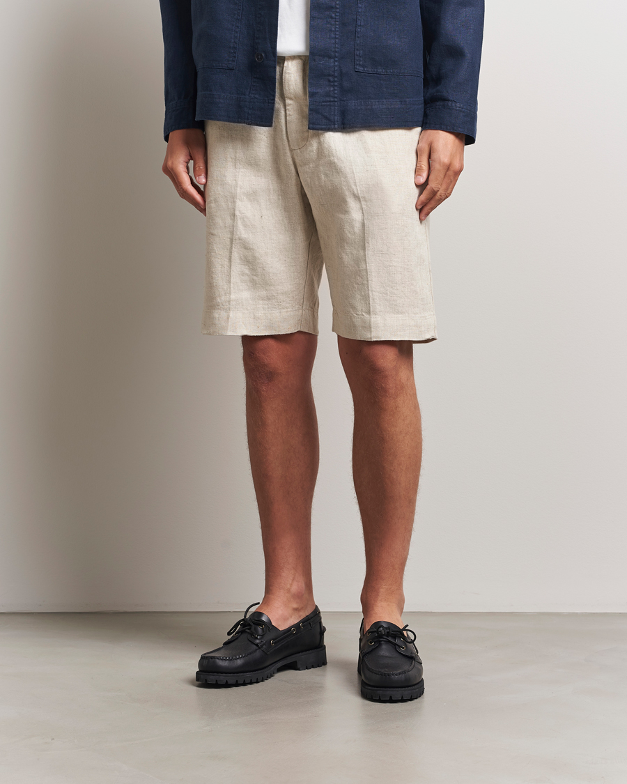 Herren | Shorts | NN07 | Billie Pleated Linen Drawstring Shorts Oat