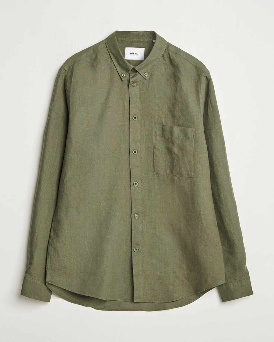 Herren | Hemden | NN07 | Arne Linen Button Down Shirt Capers Green