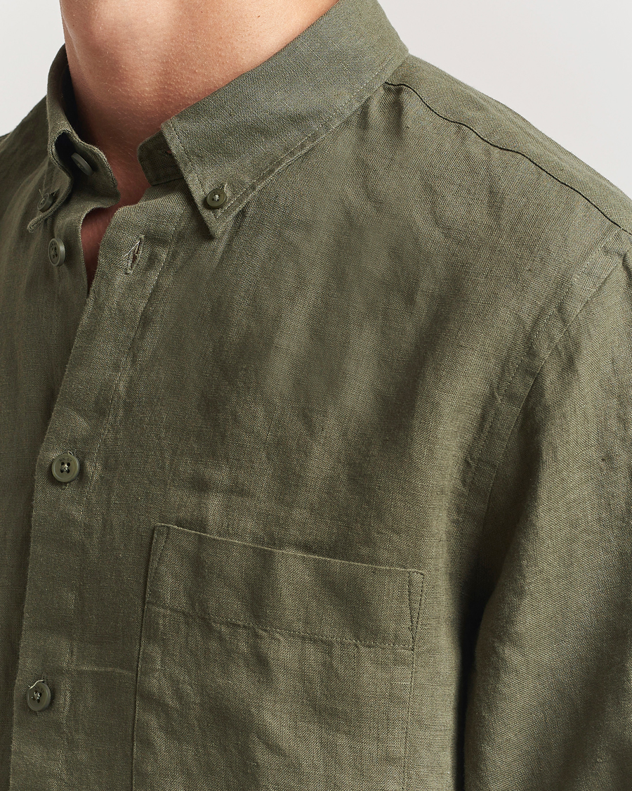Herren | Hemden | NN07 | Arne Linen Button Down Shirt Capers Green