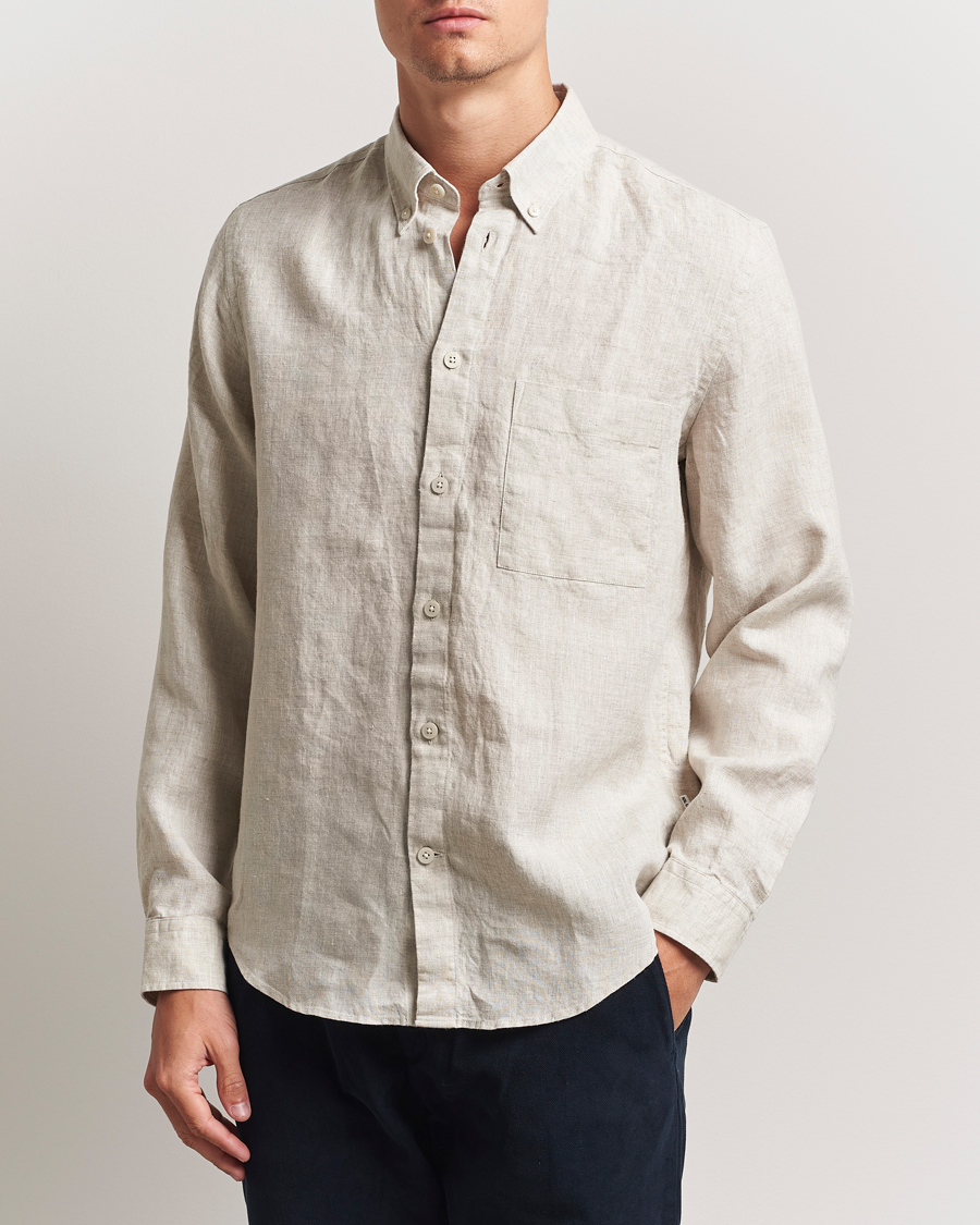 Herren | Hemden | NN07 | Arne Linen Button Down Shirt Oat