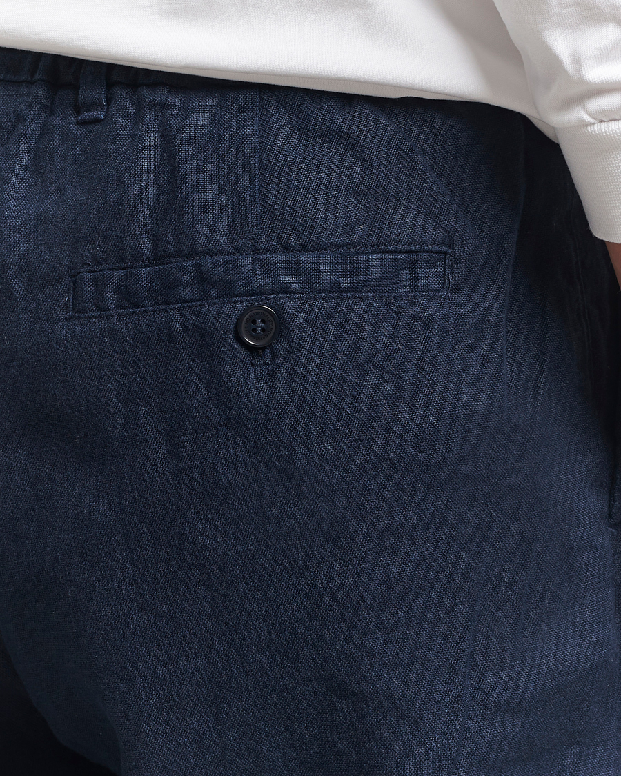 Herren | Hosen | NN07 | Billie Linen Drawstring Trousers Navy Blue