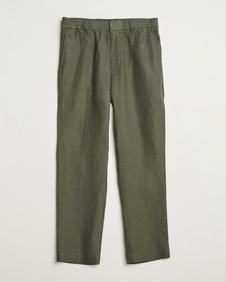 Herren | Hosen | NN07 | Billie Linen Drawstring Trousers Croc Green