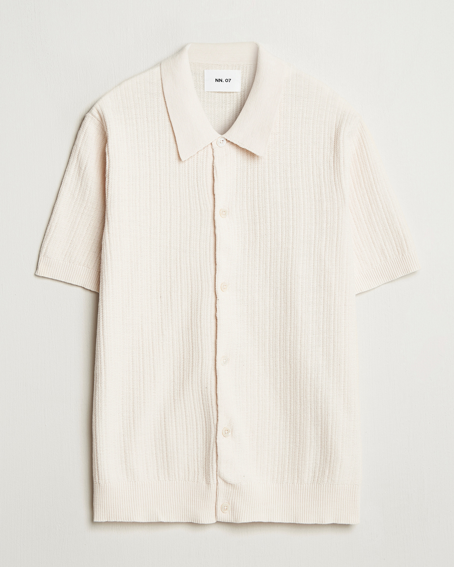 Herren | Hemden | NN07 | Nolan Knitted Short Sleeve Shirt Ecru