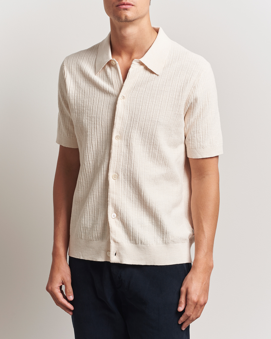 Herren | Hemden | NN07 | Nolan Knitted Short Sleeve Shirt Ecru