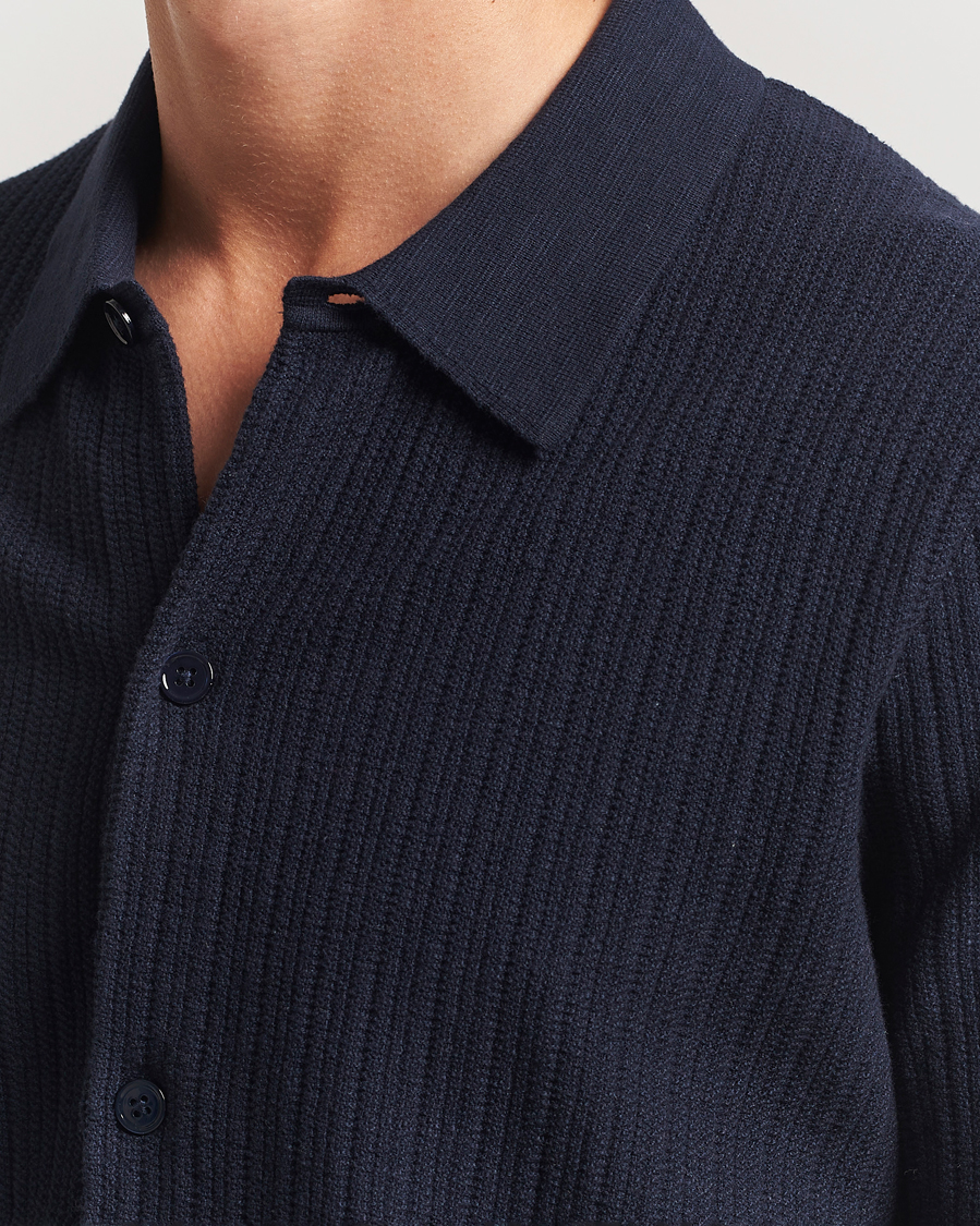 Herren | Hemden | NN07 | Nolan Knitted Short Sleeve Shirt Navy Blue