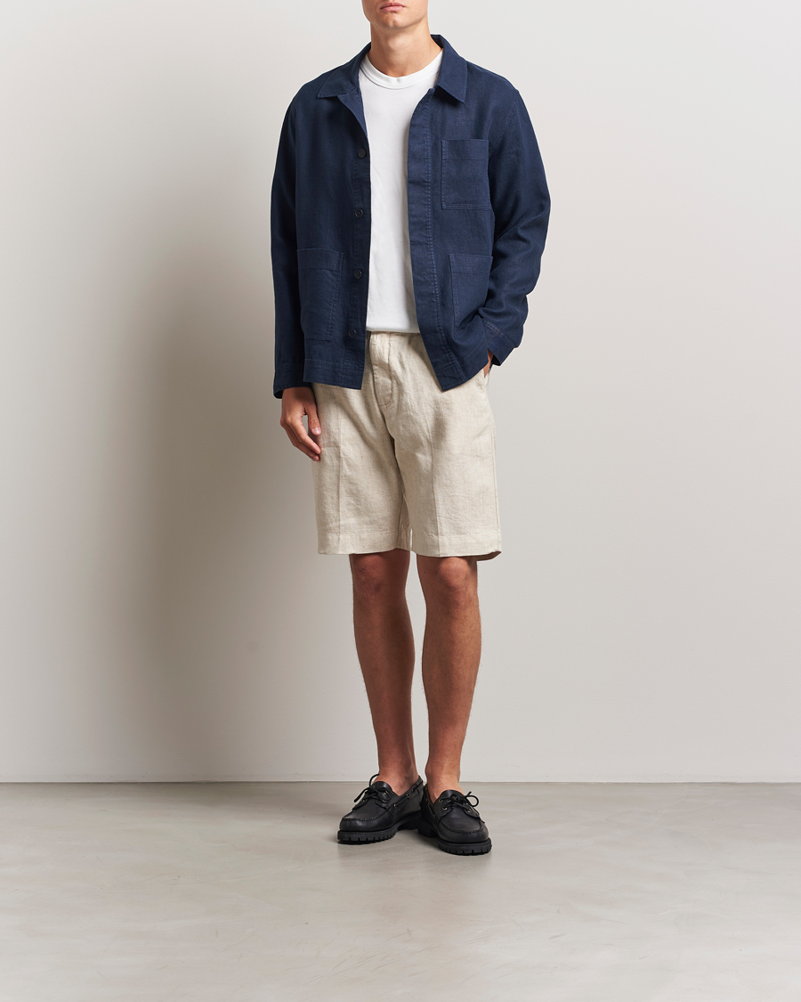 Herren | Hemden | NN07 | Olav Linen Overshirt Navy Blue