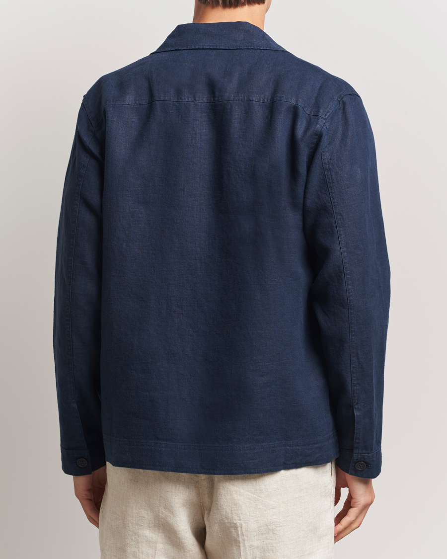 Herren | Hemden | NN07 | Olav Linen Overshirt Navy Blue