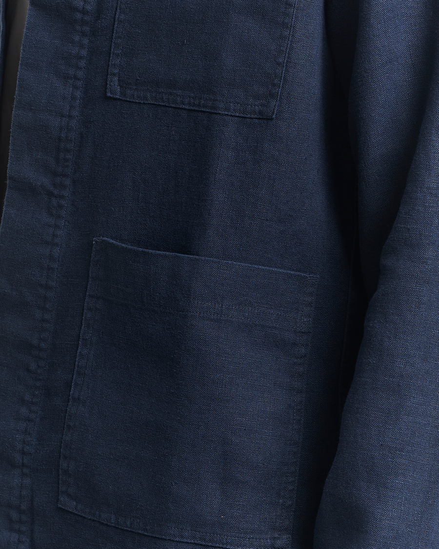 Herren | Hemden | NN07 | Olav Linen Overshirt Navy Blue