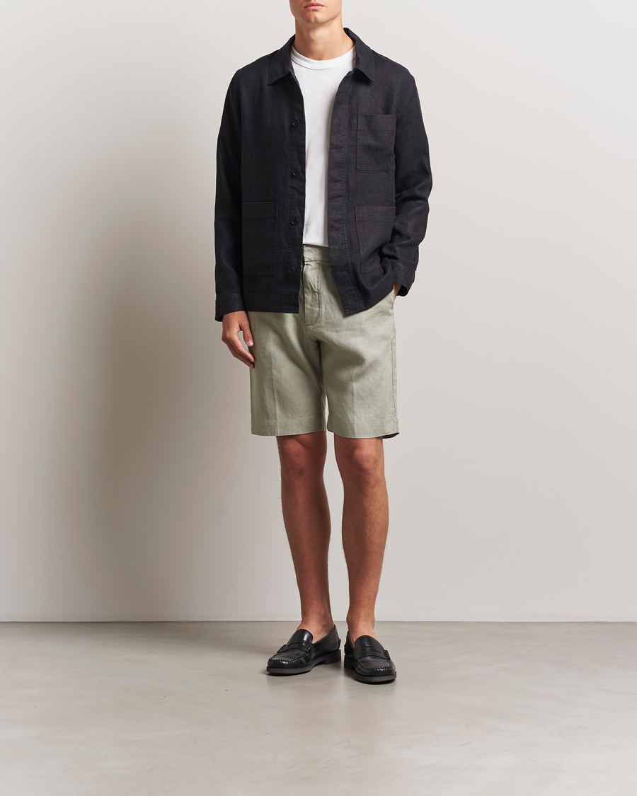Herren | Hemden | NN07 | Olav Linen Overshirt Black