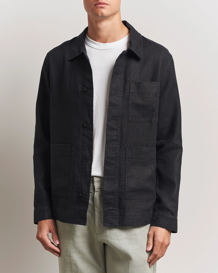 Herren | Hemden | NN07 | Olav Linen Overshirt Black