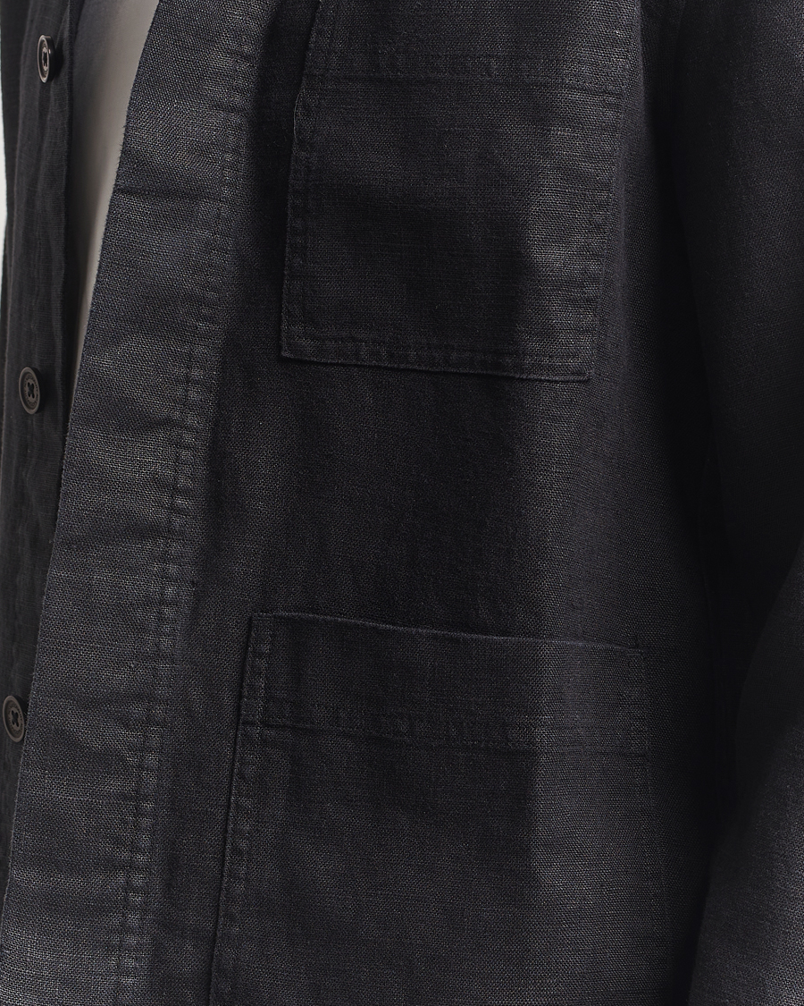 Herren | Hemden | NN07 | Olav Linen Overshirt Black