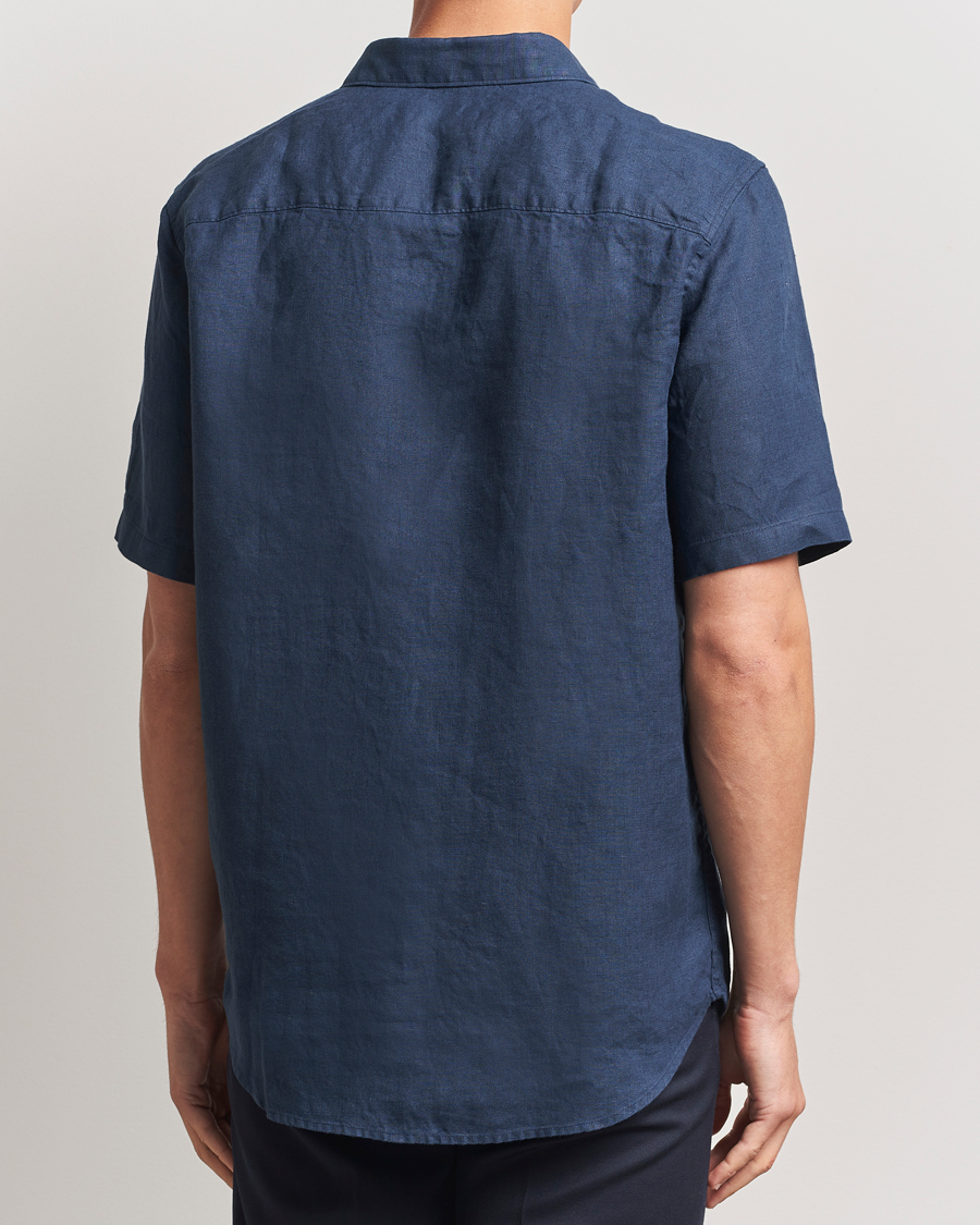 Herren | Hemden | NN07 | Enzo Linen Short Sleeve Shirt Navy Blue
